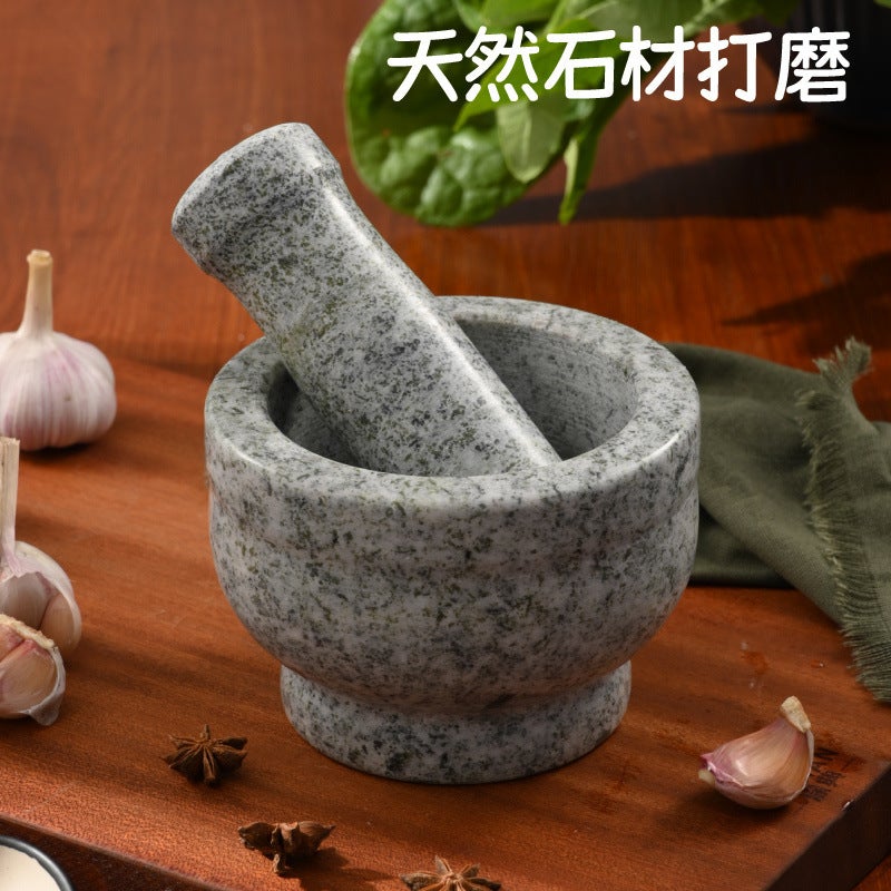 Household Garlic Mortar And Pestle Natural Stone Grinding Jar For Grinding Garlic Paste Original Stone Grinding Garlic Press Stone Mortar - Image 2